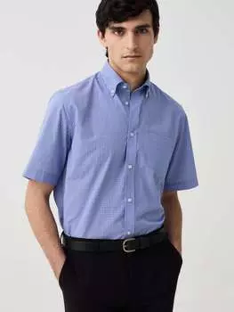 Рубашка с короткими рукавами в микроклетку Ovs, цвет white/blue