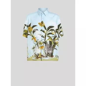 Рубашка с короткими рукавами в стиле джунглей Etro, синий