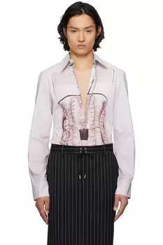 Рубашка с корсетом в стиле "тромплёй" Jean Paul Gaultier, розовый