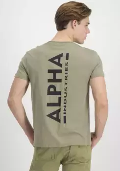 Рубашка с круглым вырезом Alpha Industries "Backprint T", оливковый