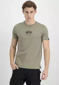 Рубашка с круглым вырезом Alpha Industries "Basic T ML", оливковый