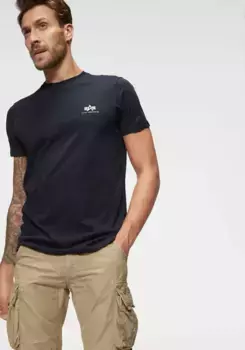 Рубашка с круглым вырезом Alpha Industries "BASIC T SMALL LOGO", цвет морской волны