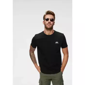 Рубашка с круглым вырезом Alpha Industries "BASIC T SMALL LOGO", черный