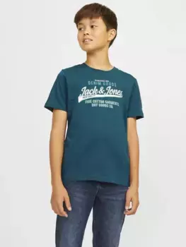 Рубашка с круглым вырезом для подростков Jack & Jones "JJELOGO TEE SS O-NECK 2 COL S NOOS JNR" Jack & Jones Junior, бирюзовый