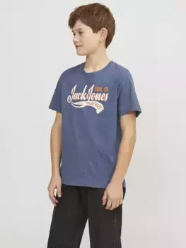 Рубашка с круглым вырезом для подростков Jack & Jones "JJELOGO TEE SS NECK 2 COL AW23 NOOS JNR" Jack & Jones Junior, синий