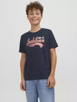 Рубашка с круглым вырезом для подростков Jack & Jones "JJELOGO TEE SS NECK 2 COL AW23 NOOS JNR" Jack & Jones Junior, синий