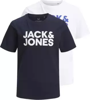 Рубашка с круглым вырезом для подростков Jack & Jones "JJECORP LOGO TEE SS CREW NE 2PK NOOS JNR" Jack & Jones Junior, цвет морской волны