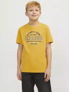 Рубашка с круглым вырезом для подростков Jack & Jones "JJELOGO TEE SS O-NECK 2 COL S NOOS JNR" Jack & Jones Junior, цвет Honey Gold