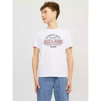Рубашка с круглым вырезом для подростков Jack & Jones "JJELOGO TEE SS O-NECK 2 COL S NOOS JNR" Jack & Jones Junior, белый