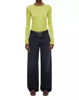 Рубашка с круглым вырезом и длинными рукавами в основном желтом цвете CLOSED