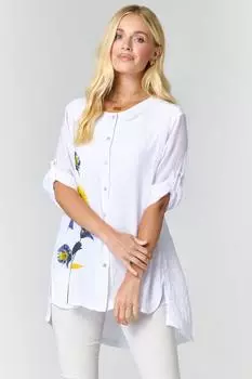 Рубашка с круглым вырезом и мотивом спереди Saloos, желтый