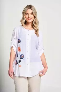 Рубашка с круглым вырезом и мотивом спереди Saloos, розовый