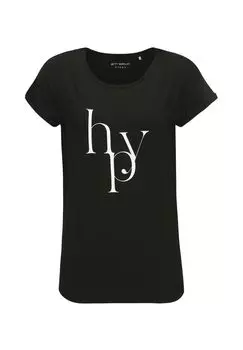 Рубашка с круглым вырезом и рюшами BETTY BARCLAY, черно-белый