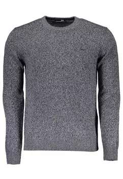 Рубашка с круглым вырезом из шерсти с контрастными деталями и вышивкой логотипа Harmont&Blaine, синий