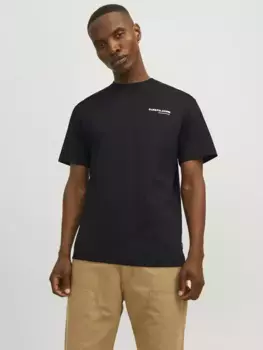 Рубашка с круглым вырезом Jack & Jones "JCOAERO PRINT TEE SS CREW NECK NOOS", черный