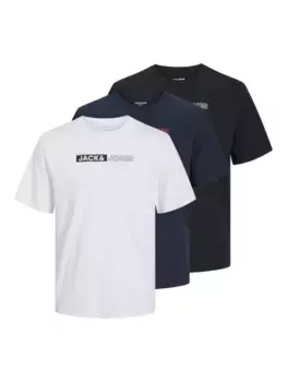 Рубашка с круглым вырезом Jack & Jones "JJECORP LOGO TEE PLAY SS O-NECK 3PK MP", белый