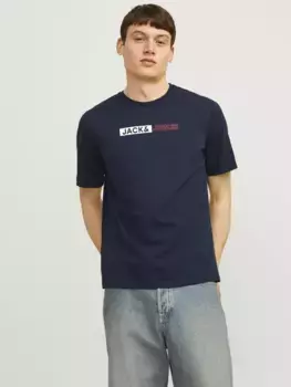 Рубашка с круглым вырезом Jack & Jones "JJECORP LOGO TEE PLAY SS O-NECK NOOS", синий