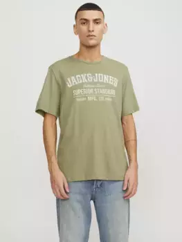 Рубашка с круглым вырезом Jack & Jones "JJEJEANS TEE SS O-NECK NOOS 23/24", зеленый