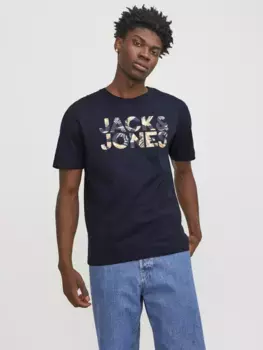 Рубашка с круглым вырезом Jack & Jones "JJEJEFF CORP LOGO TEE SS O-NECK SN", синий