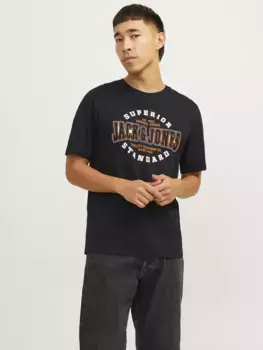 Рубашка с круглым вырезом Jack & Jones "JJELOGO TEE SS O-NECK 2 COL AW24 SN", черный
