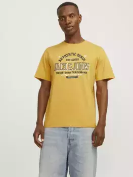 Рубашка с круглым вырезом Jack & Jones "JJELOGO TEE SS O-NECK 2 COL AW24 SN", цвет Honey Gold