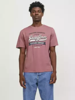 Рубашка с круглым вырезом Jack & Jones "JJELOGO TEE SS O-NECK 2 COL SS24 SN", цвет Mesa Rose