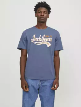 Рубашка с круглым вырезом Jack & Jones "JJELOGO TEE SS O-NECK 2 COL SS24 SN", синий