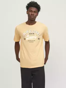 Рубашка с круглым вырезом Jack & Jones "JJELOGO TEE SS O-NECK 2 COL SS24 SN", цвет Apricot Ice