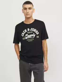 Рубашка с круглым вырезом Jack & Jones "JJELOGO TEE SS O-NECK 2 COL SS24 SN", черный