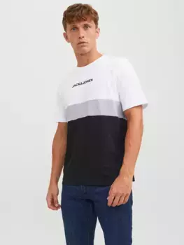 Рубашка с круглым вырезом Jack & Jones "JJEREID BLOCKING TEE SS NOOS", белый