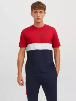 Рубашка с круглым вырезом Jack & Jones "JJEREID BLOCKING TEE SS NOOS", красный