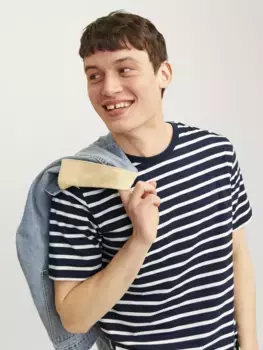 Рубашка с круглым вырезом Jack & Jones "JJJEORGANIC BASIC TEE SS O-NECK NOOS", темно-синий