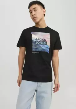 Рубашка с круглым вырезом Jack & Jones "JJTRESOR TEE SS CREW NECK", черный