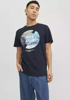Рубашка с круглым вырезом Jack & Jones "JJTRESOR TEE SS CREW NECK", цвет Sky Captain