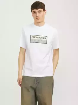 Рубашка с круглым вырезом Jack & Jones "JORFREDERIKSBERG BOX TEE SS C.N SN", цвет Bright White Detail:Aw24