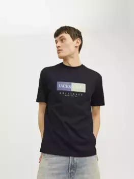 Рубашка с круглым вырезом Jack & Jones "JORFREDERIKSBERG BOX TEE SS C.N SN", цвет Black Detail:Aw24