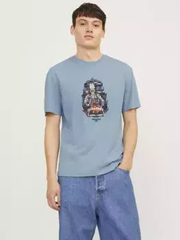 Рубашка с круглым вырезом Jack & Jones "JORSEVEN SKULL TEE SS CREW NECK SN", цвет Mountain Spring