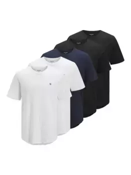 Рубашка с круглым вырезом Jack & Jones "JPRBLABRODY TEE SS CREW NECK 5PK MP", цвет White Pack:W. 2 X White + 2 X Black + 1Navyblazer