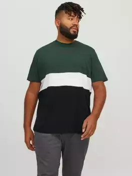 Рубашка с круглым вырезом Jack & Jones PlusSize "JJEREID BLOCKING TEE SS NOOS PLS", цвет Mountain View