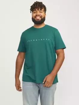 Рубашка с круглым вырезом Jack & Jones PlusSize "JJESTAR JJ TEE SS NOOS PLS", бирюзовый