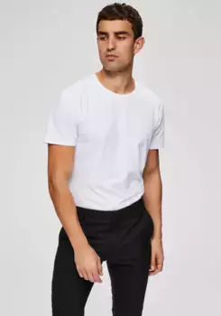 Рубашка с круглым вырезом SELECTED HOMME "Basic T-Shirt", белый
