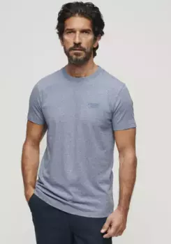 Рубашка с круглым вырезом Superdry "Футболка Essential Logo из органического хлопка", синий