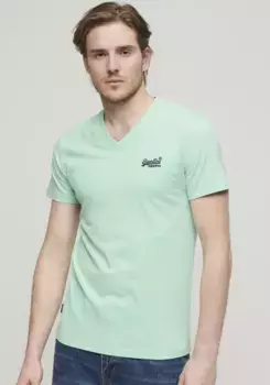 Рубашка с круглым вырезом Superdry "VINTAGE LOGO EMB VEE TEE", зеленый