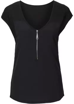 Рубашка с кружевной вставкой Bodyflirt, черный