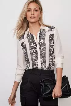 Рубашка с кружевным принтом Mint Velvet, бежевый