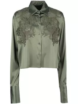 Рубашка с кружевными деталями loral Ermanno Scervino, зеленый