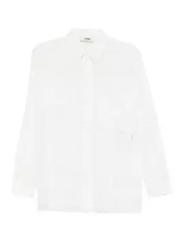 Рубашка с кружевными вставками FENDI, белый