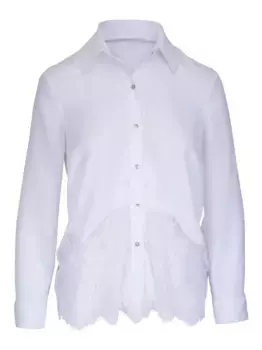 Рубашка с кружевом L'Agence, белый
