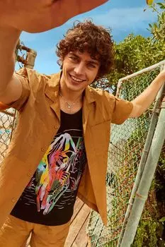 Рубашка с кубинским воротником и короткими рукавами Forever 21, коричневый