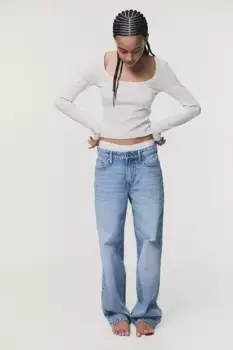 Рубашка с квадратным вырезом H&M, серый
